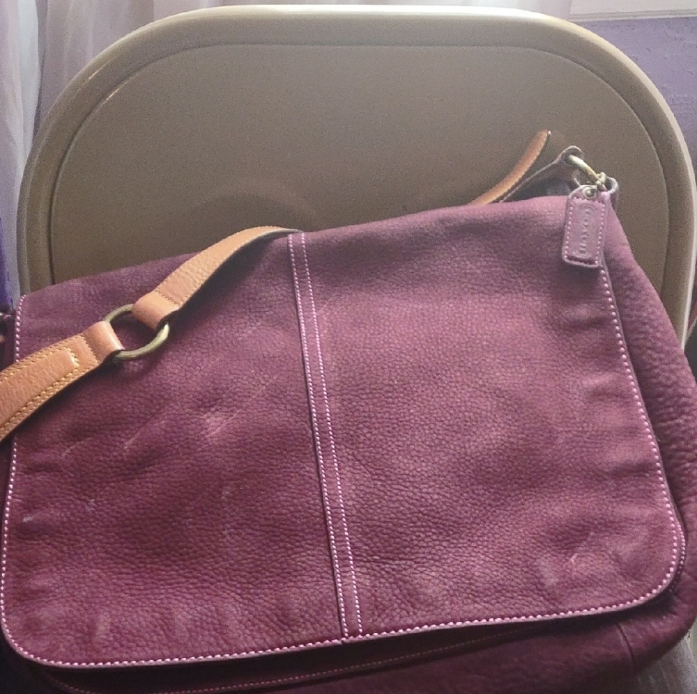 Coach Plum Leather Shoulder Bag